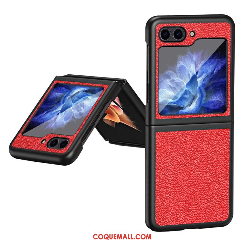 Coque Samsung Galaxy Z Flip 5 Simili Cuir Litchi Classique