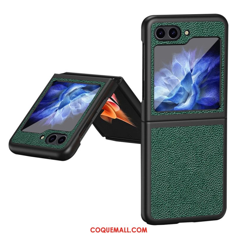 Coque Samsung Galaxy Z Flip 5 Simili Cuir Litchi Classique