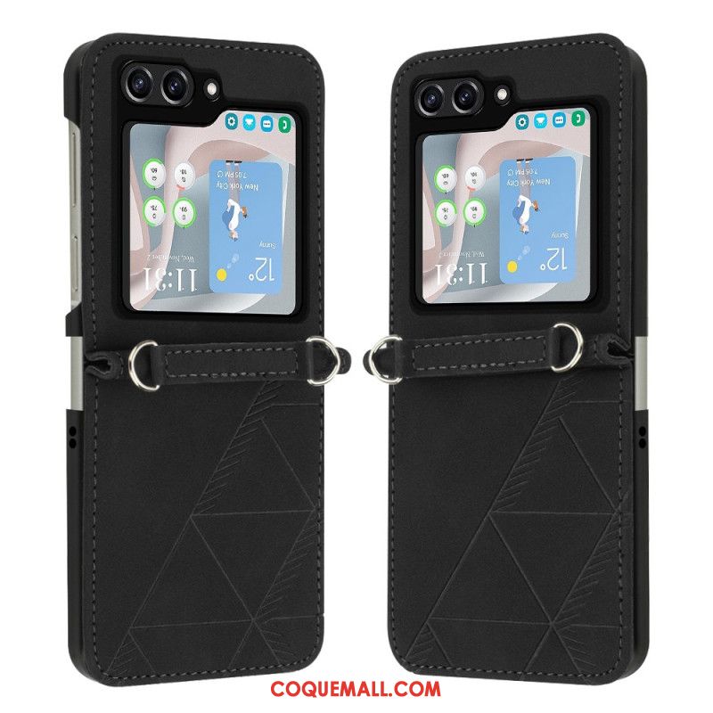 Coque Samsung Galaxy Z Flip 5 Simili Cuir Triangles