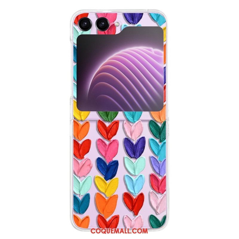 Coque Samsung Galaxy Z Flip 5 Transparente Coeurs