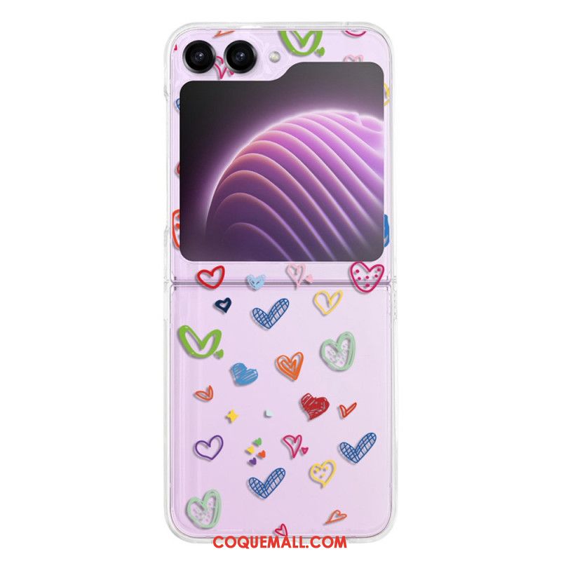 Coque Samsung Galaxy Z Flip 5 Transparente Coeurs