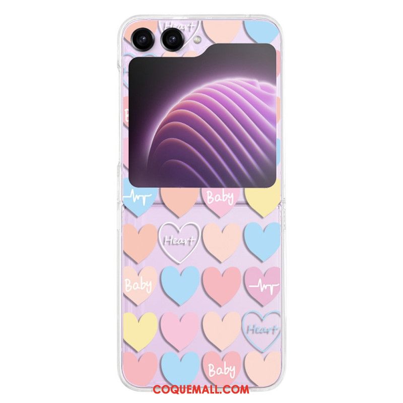 Coque Samsung Galaxy Z Flip 5 Transparente Coeurs