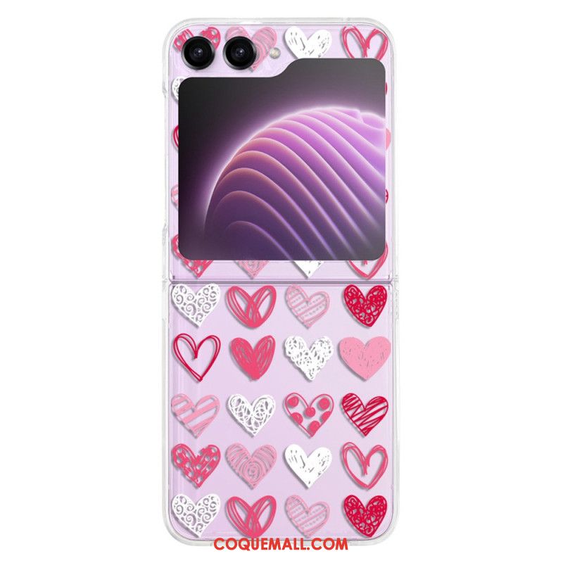 Coque Samsung Galaxy Z Flip 5 Transparente Coeurs