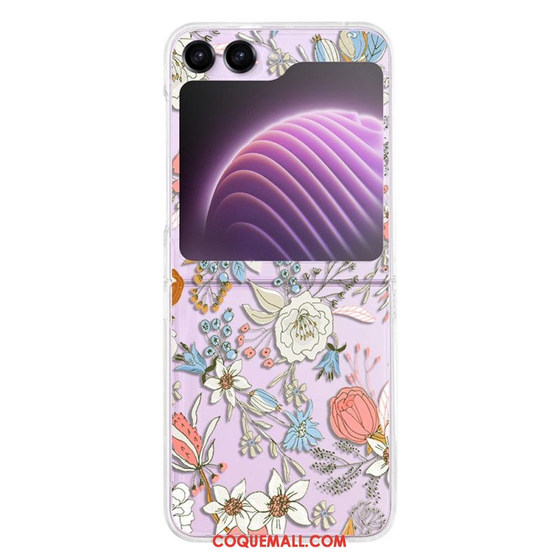 Coque Samsung Galaxy Z Flip 5 Transparente Fleurs