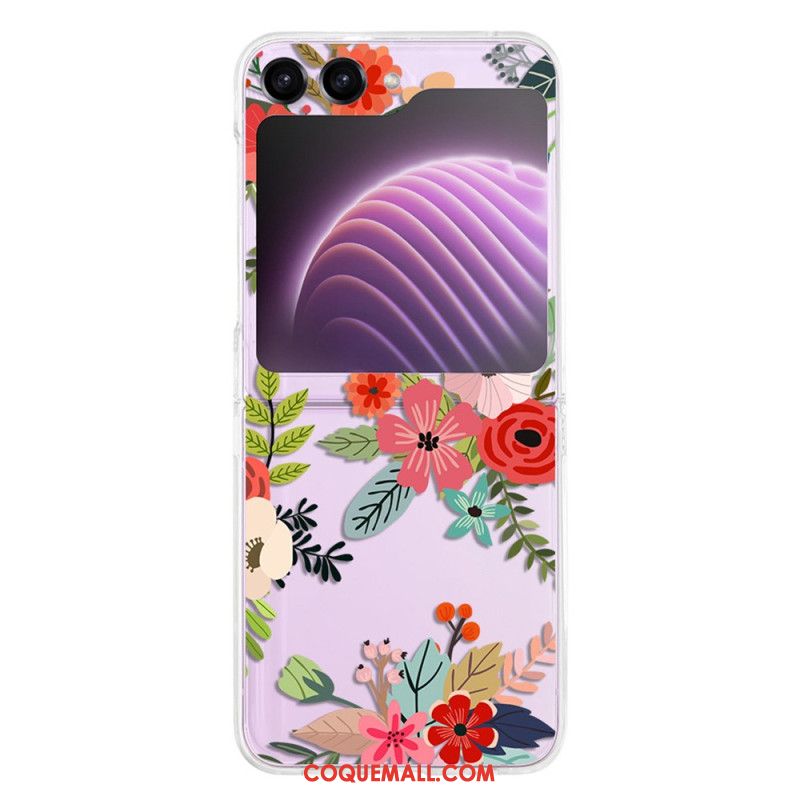 Coque Samsung Galaxy Z Flip 5 Transparente Fleurs