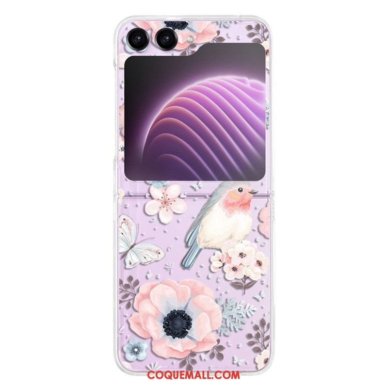 Coque Samsung Galaxy Z Flip 5 Transparente Fleurs