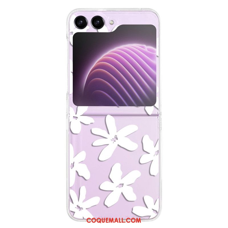 Coque Samsung Galaxy Z Flip 5 Transparente Fleurs Graphiques