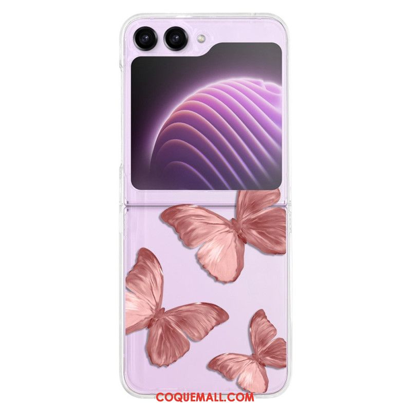 Coque Samsung Galaxy Z Flip 5 Transparente Papillons Colorés