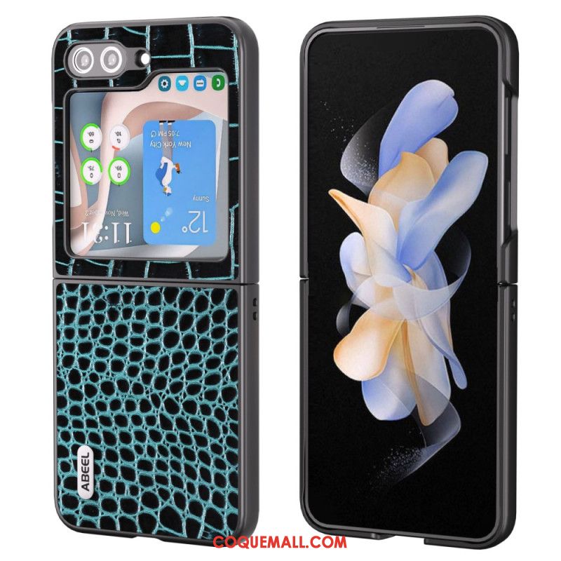 Coque Samsung Galaxy Z Flip 5 Vrai Cuir Texturé ABEEL