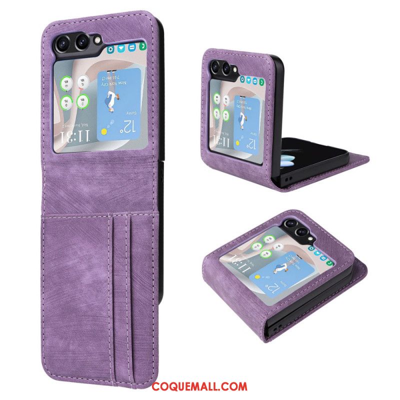 Coque Samsung Galaxy Z Flip 6 Effet Cuir Porte-Cartes