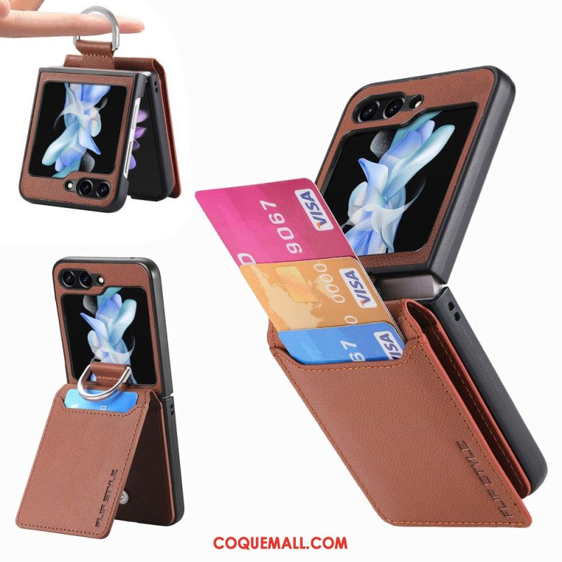 Coque Samsung Galaxy Z Flip 6 Porte-Cartes Support et Anneau