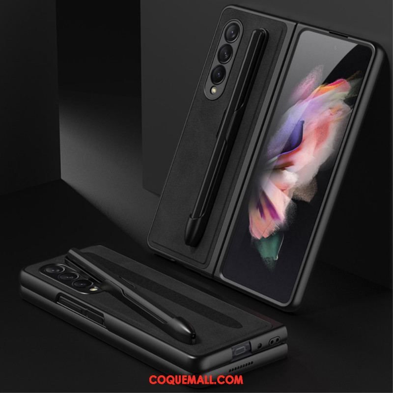 Coque Samsung Galaxy Z Fold 3 5G Effet Cuir Porte-Stylet GKK