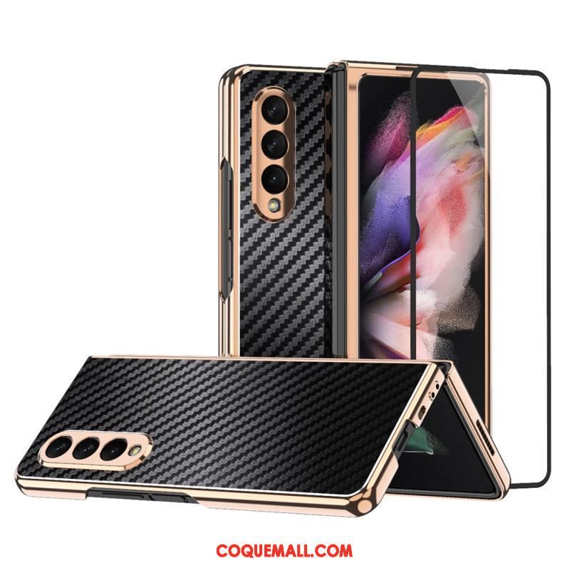 Coque Samsung Galaxy Z Fold 3 5G Fibre Carbone avec Protecteur Écran