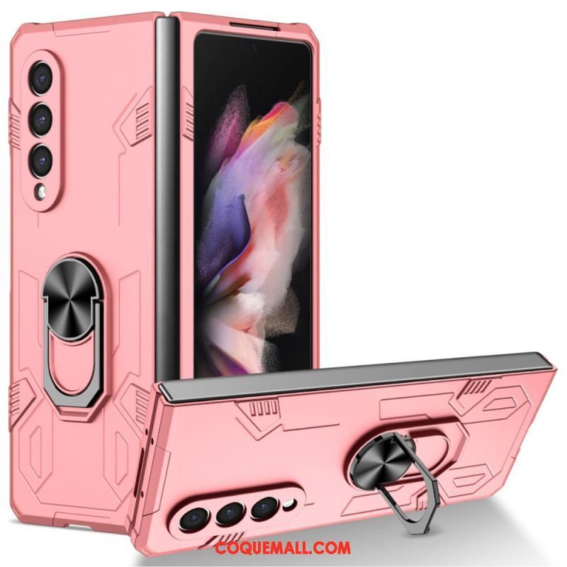 Coque Samsung Galaxy Z Fold 4 Bi-matière et Anneau Rotatif