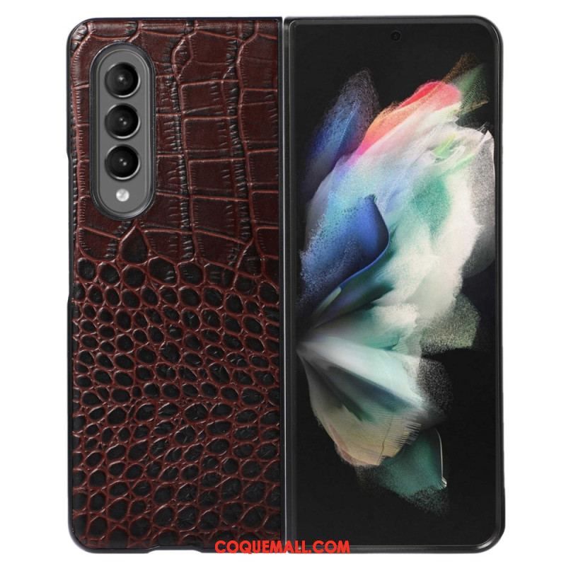 Coque Samsung Galaxy Z Fold 4 Cuir Véritable Effet Crocodile Tendance