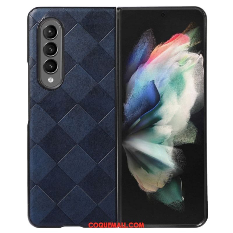 Coque Samsung Galaxy Z Fold 4 Simili Cuir Motif Carreaux