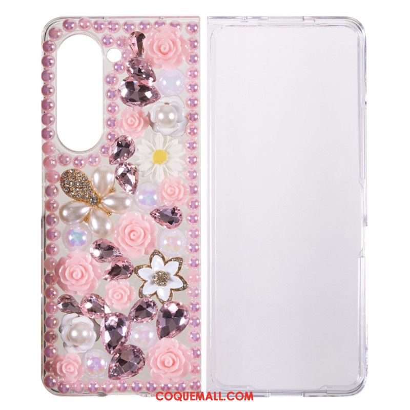 Coque Samsung Galaxy Z Fold 5 Breloques Fleurs