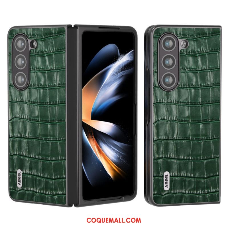 Coque Samsung Galaxy Z Fold 5 Cuir Véritable Design Crocodile