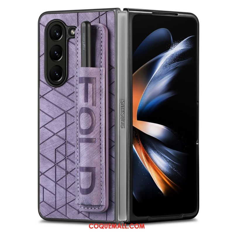 Coque Samsung Galaxy Z Fold 5 Porte-Stylet avec Sangle