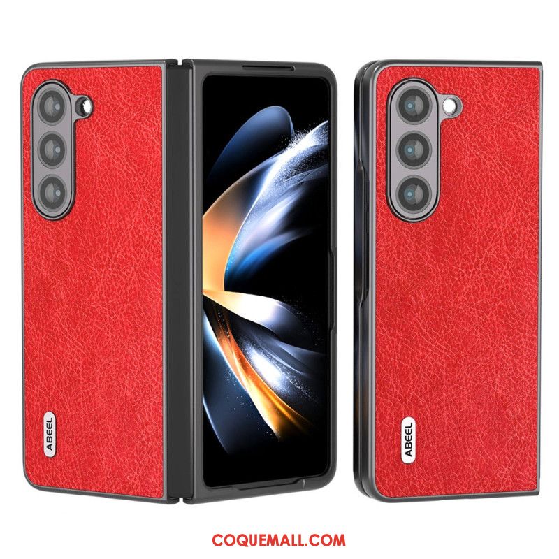 Coque Samsung Galaxy Z Fold 5 Simili Cuir Litchi ABEEL