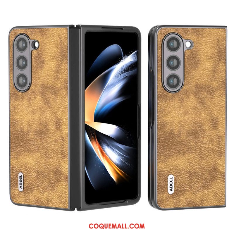 Coque Samsung Galaxy Z Fold 5 Simili Cuir Litchi ABEEL