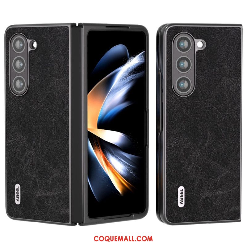 Coque Samsung Galaxy Z Fold 5 Simili Cuir Litchi ABEEL