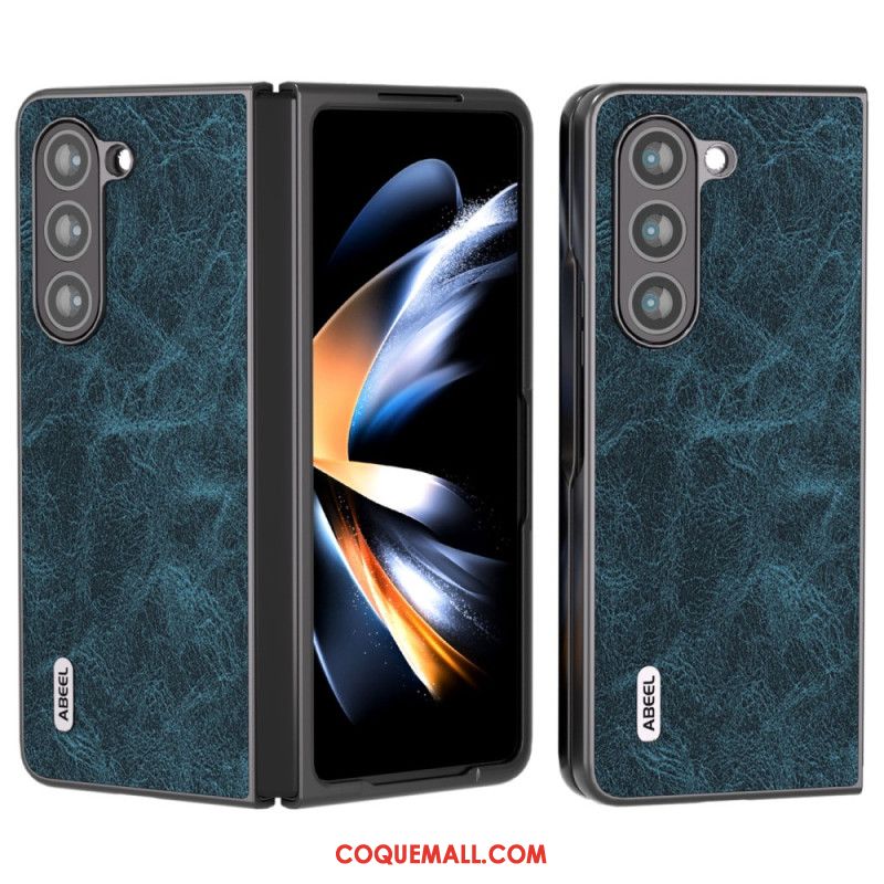 Coque Samsung Galaxy Z Fold 5 Simili Cuir Litchi ABEEL