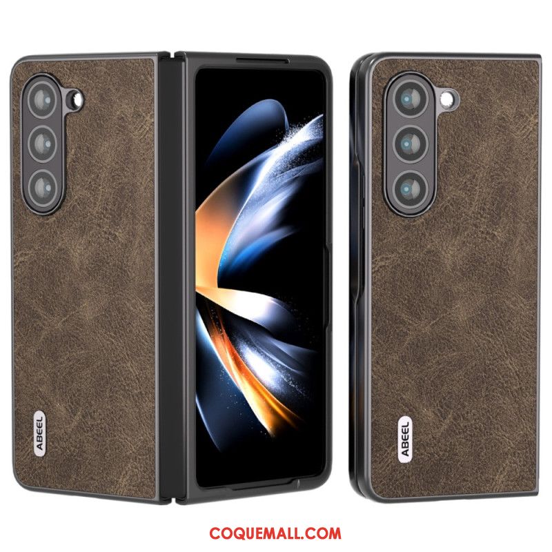 Coque Samsung Galaxy Z Fold 5 Simili Cuir Litchi ABEEL