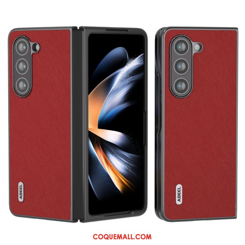 Coque Samsung Galaxy Z Fold 5 Vrai Cuir Tissé ABEEL