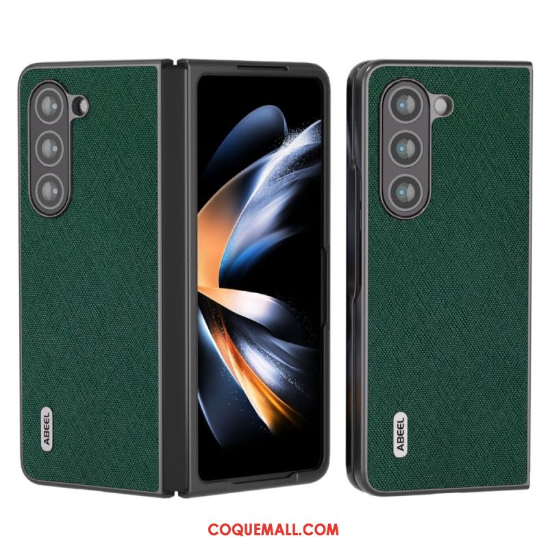 Coque Samsung Galaxy Z Fold 5 Vrai Cuir Tissé ABEEL