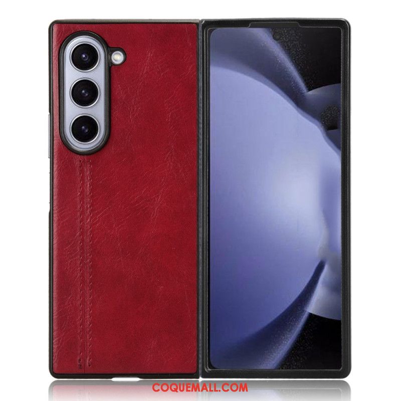 Coque Samsung Galaxy Z Fold 6 Simili Cuir Couture