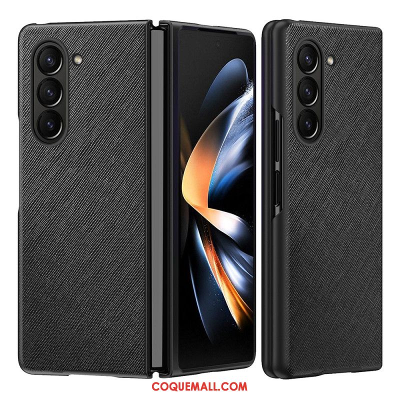 Coque Samsung Galaxy Z Fold Style Cuir Effet Tissé