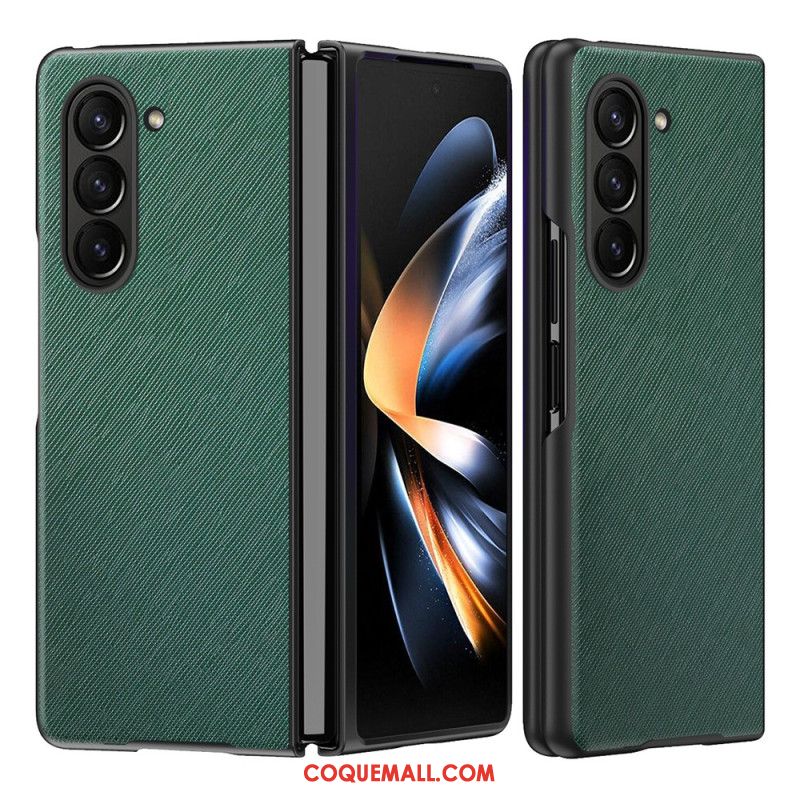 Coque Samsung Galaxy Z Fold Style Cuir Effet Tissé