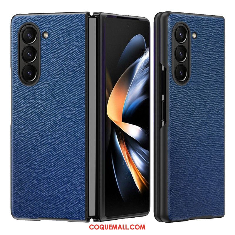 Coque Samsung Galaxy Z Fold Style Cuir Effet Tissé