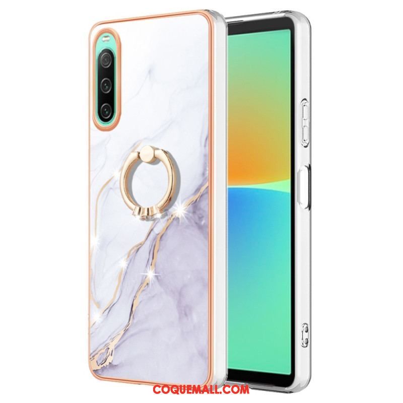 Coque Sony Xperia 10 IV Marbre avec Anneau-Support