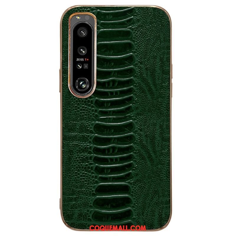 Coque Sony Xperia 5 IV Cuir Véritable Style Crocodile