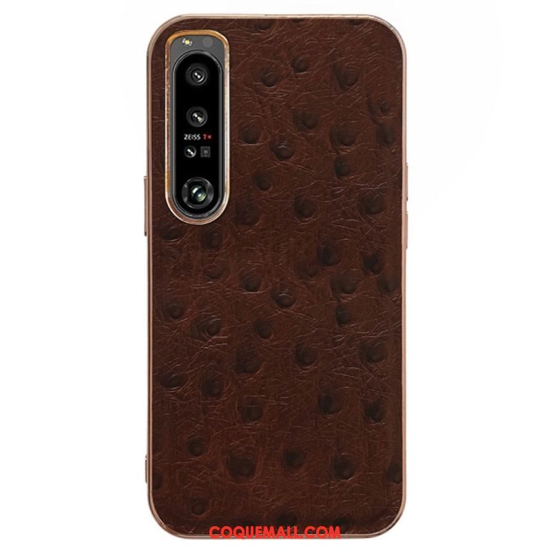 Coque Sony Xperia 5 IV Véritable Cuir Style Autruche