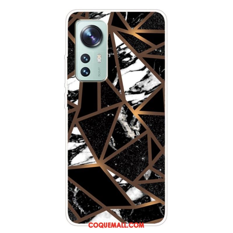 Coque Xiaomi 12 Pro Silicone Marbre Géométrie