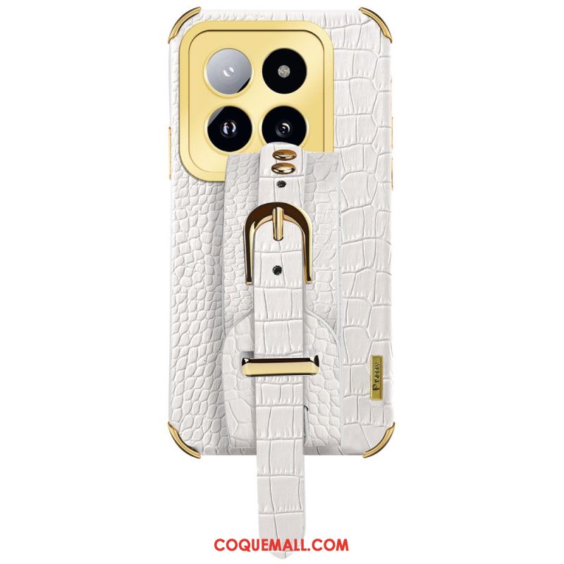 Coque Xiaomi 14 Pro Effet Crocodile avec Bracelet