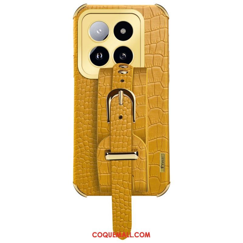 Coque Xiaomi 14 Pro Effet Crocodile avec Bracelet