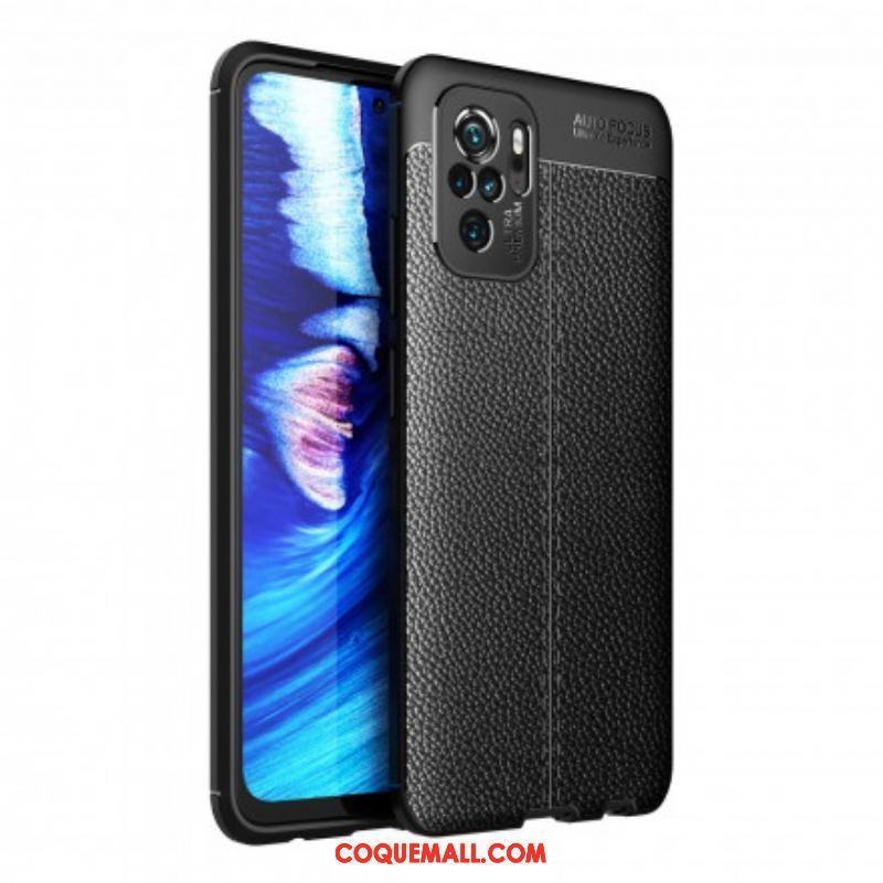 Coque Xiaomi Redmi Note 10/10S/Poco M5s Effet Cuir Litchi Double line