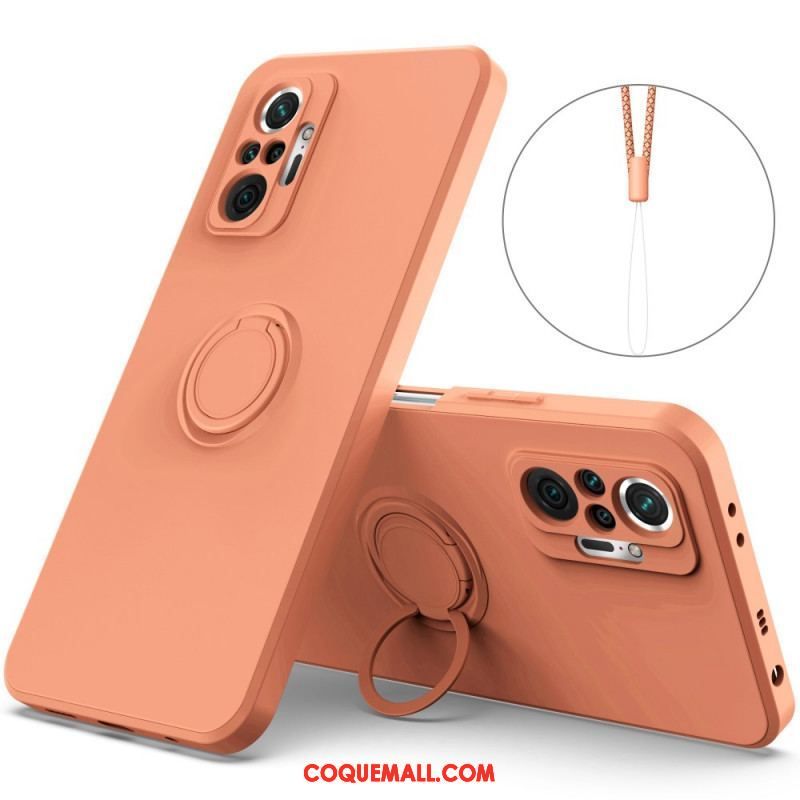 Coque Xiaomi Redmi Note 10 Pro Silicone Liquide Anneau et Lanière