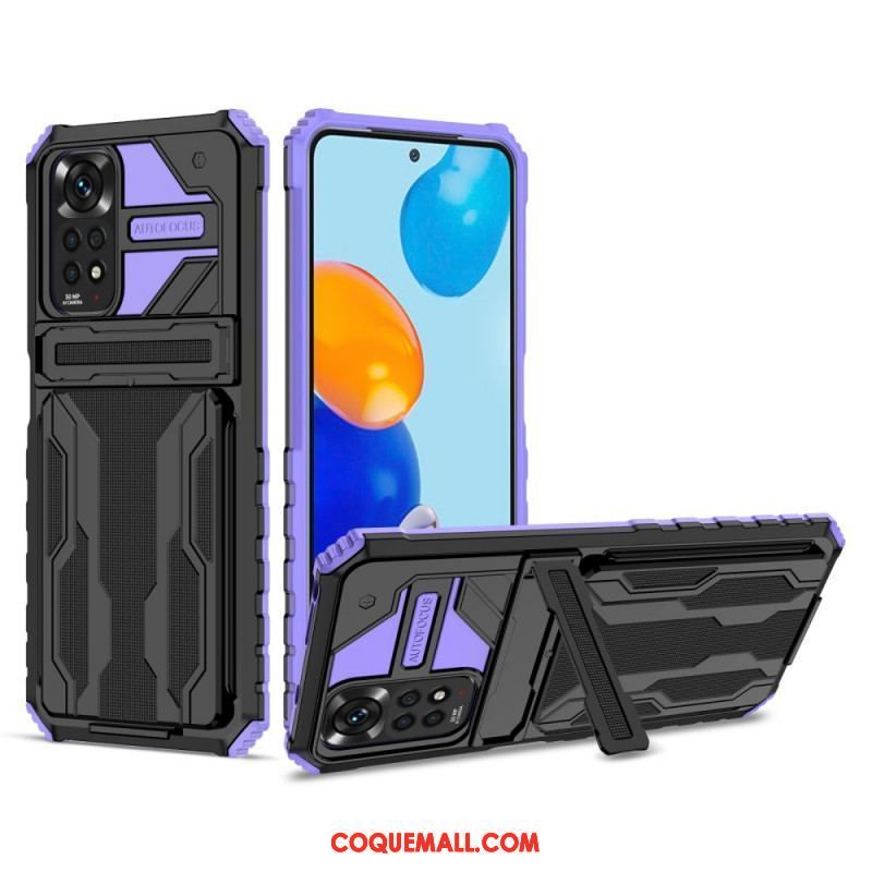 Coque Xiaomi Redmi Note 11 / 11s Porte-Cartes à Glissière et Support