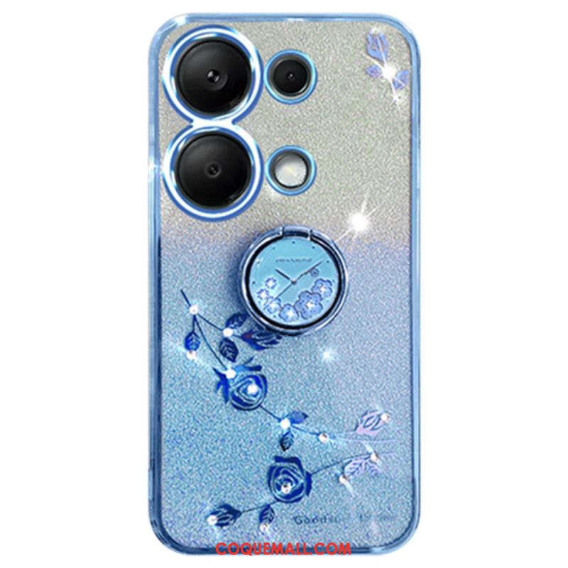 Coque Xiaomi Redmi Note 13 4G Paillettes et Strass Anneau-Support KADEM