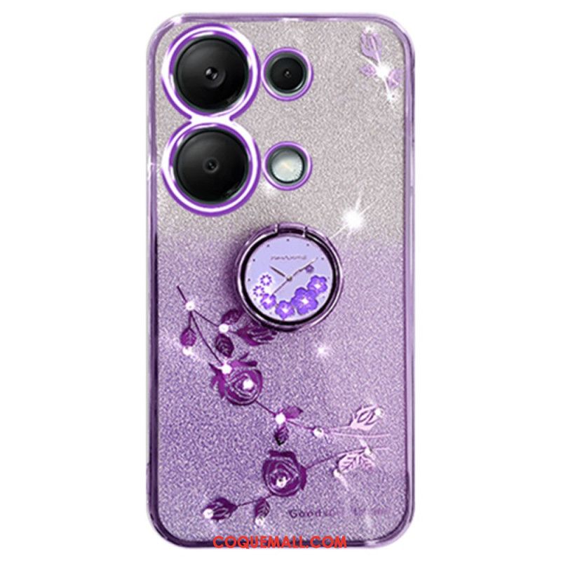 Coque Xiaomi Redmi Note 13 4G Paillettes et Strass Anneau-Support KADEM