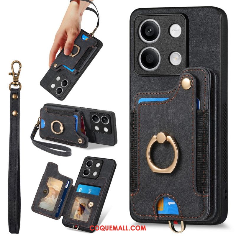 Coque Xiaomi Redmi Note 13 4G Vintage avec Porte-Cartes et Lanière