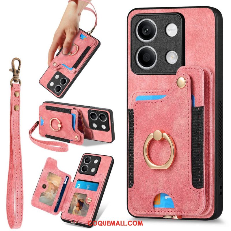 Coque Xiaomi Redmi Note 13 4G Vintage avec Porte-Cartes et Lanière