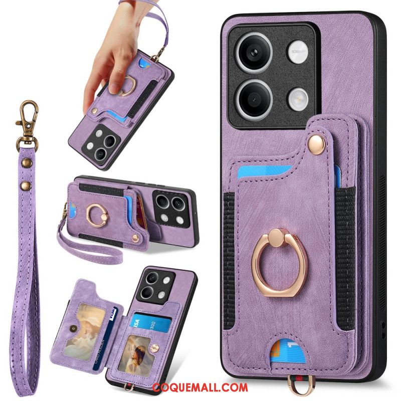 Coque Xiaomi Redmi Note 13 4G Vintage avec Porte-Cartes et Lanière