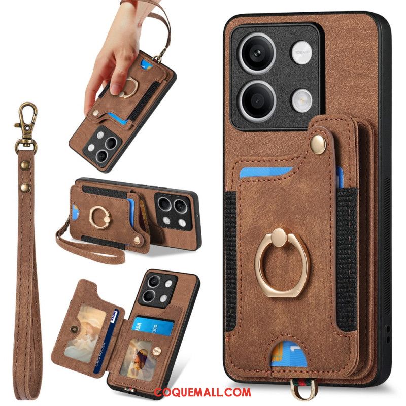 Coque Xiaomi Redmi Note 13 4G Vintage avec Porte-Cartes et Lanière