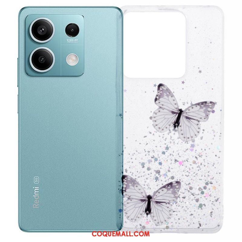 Coque Xiaomi Redmi Note 13 5G Paillettes Papillons